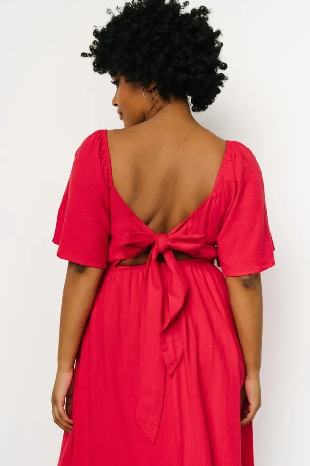 Baltic Born Midi Dresses Raquel Back Tie Midi Dress Red 8211 Women Baltic Born Midi Dresses Raquel Back Tie Midi Dress Red 8211 Women