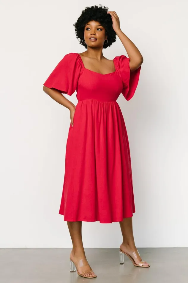Baltic Born Midi Dresses Raquel Back Tie Midi Dress Red 8211 Women Baltic Born Midi Dresses Raquel Back Tie Midi Dress Red 8211 Women