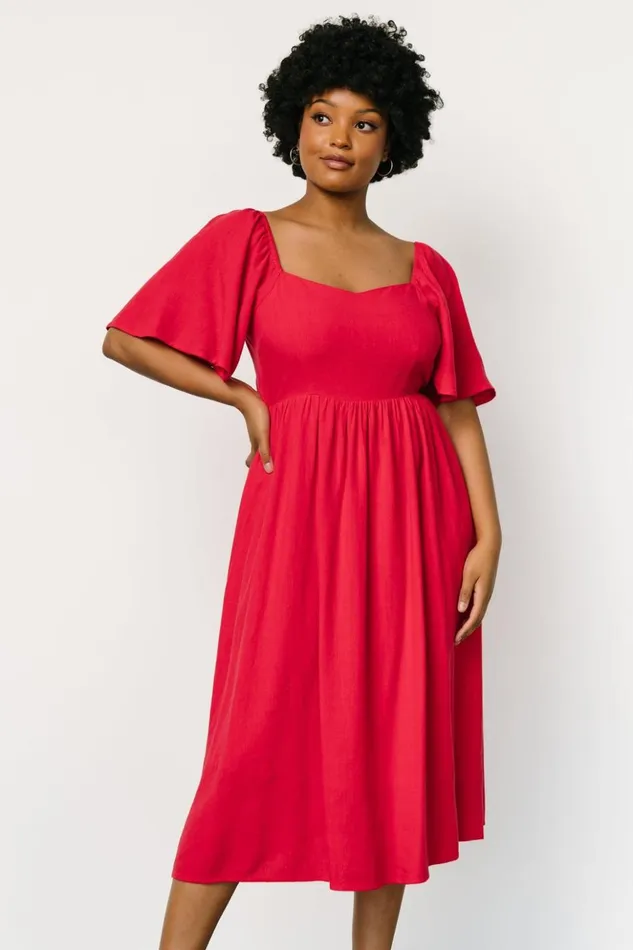 Baltic Born Midi Dresses Raquel Back Tie Midi Dress Red 8211 Women Baltic Born Midi Dresses Raquel Back Tie Midi Dress Red 8211 Women