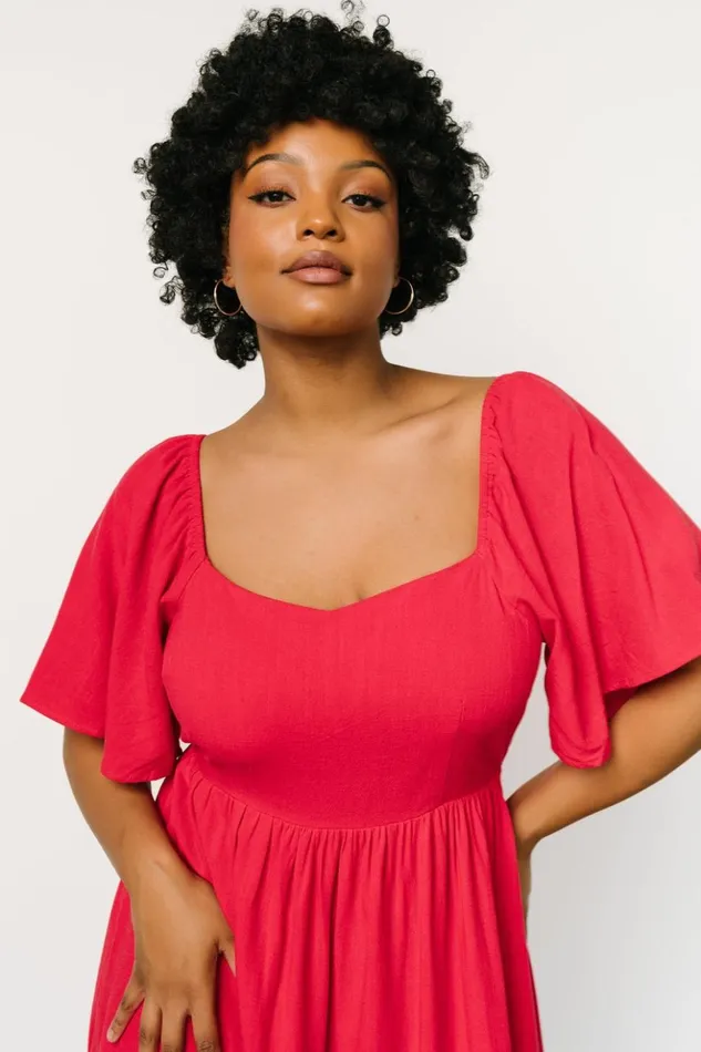 Baltic Born Midi Dresses Raquel Back Tie Midi Dress Red 8211 Women Baltic Born Midi Dresses Raquel Back Tie Midi Dress Red 8211 Women