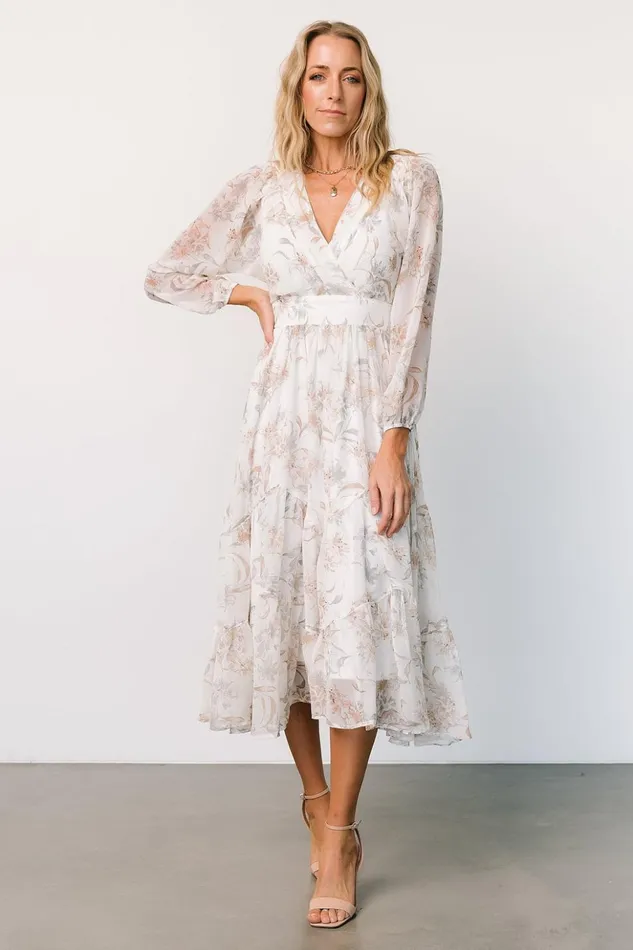 Baltic Born Midi Dresses Raven Midi Dress Off White Floral 8211 Women