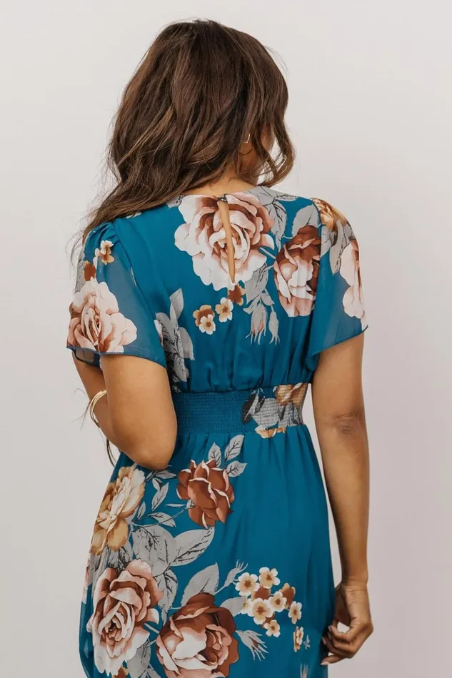 Baltic Born Midi Dresses Sarah Smocked Midi Dress Blue Floral 8211 Women Baltic Born Midi Dresses Sarah Smocked Midi Dress Blue Floral 8211 Women