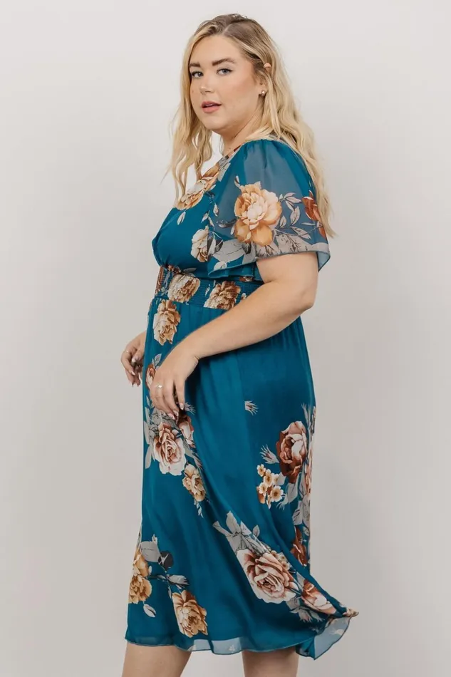 Baltic Born Midi Dresses Sarah Smocked Midi Dress Blue Floral 8211 Women Baltic Born Midi Dresses Sarah Smocked Midi Dress Blue Floral 8211 Women