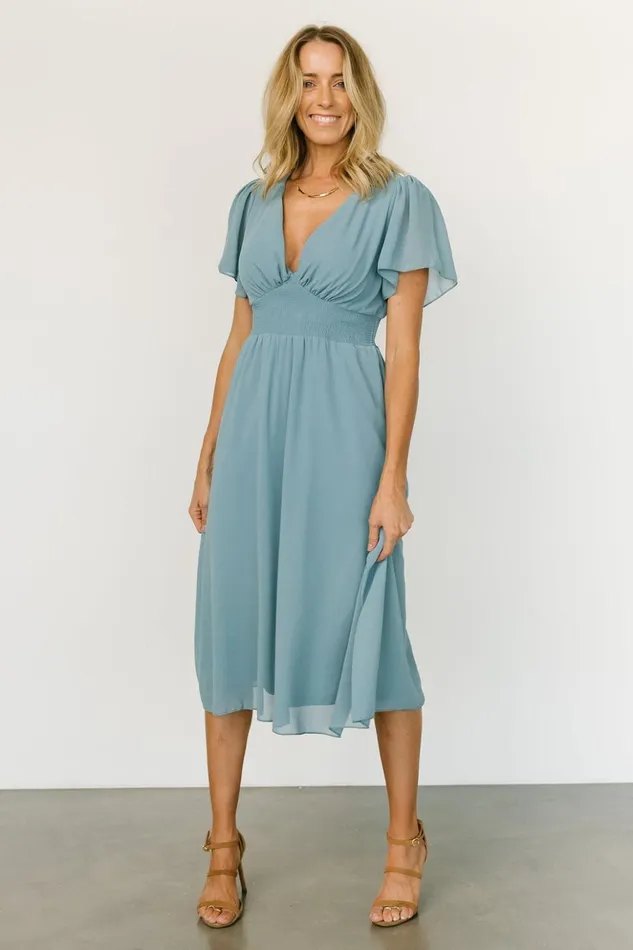 Baltic Born Midi Dresses Sarah Smocked Midi Dress Lagoon Blue 8211 Women Baltic Born Midi Dresses Sarah Smocked Midi Dress Lagoon Blue 8211 Women