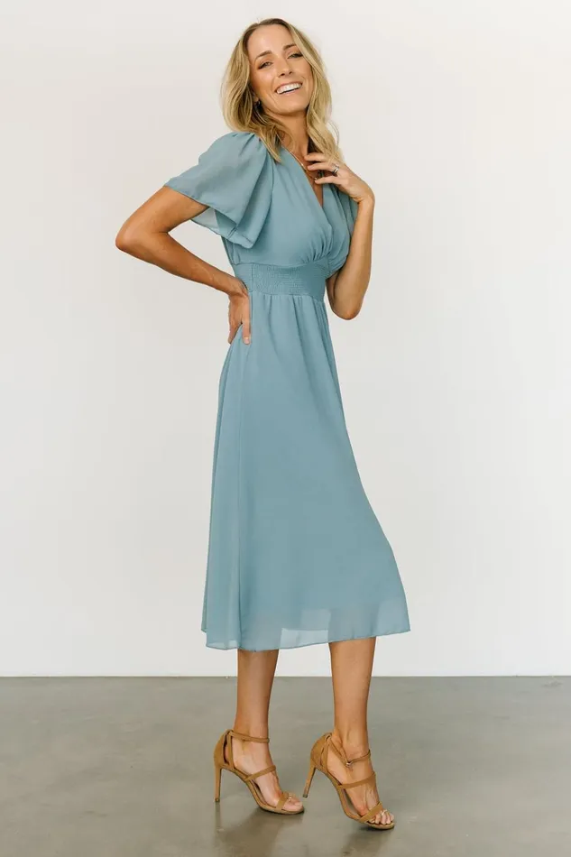 Baltic Born Midi Dresses Sarah Smocked Midi Dress Lagoon Blue 8211 Women Baltic Born Midi Dresses Sarah Smocked Midi Dress Lagoon Blue 8211 Women