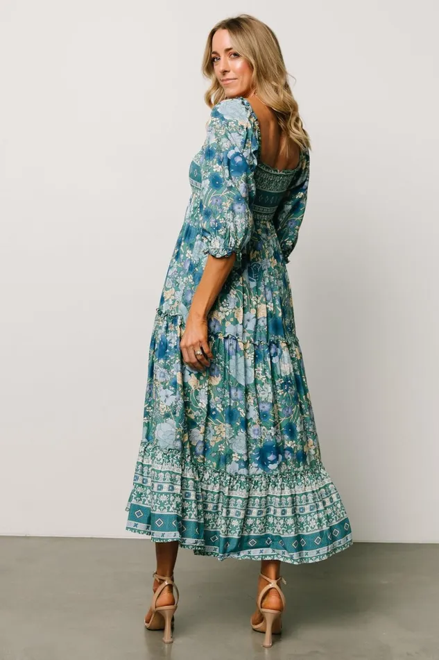 Baltic Born Midi Dresses Shanna Tiered Dress Emerald Multi 8211 Women Baltic Born Midi Dresses Shanna Tiered Dress Emerald Multi 8211 Women