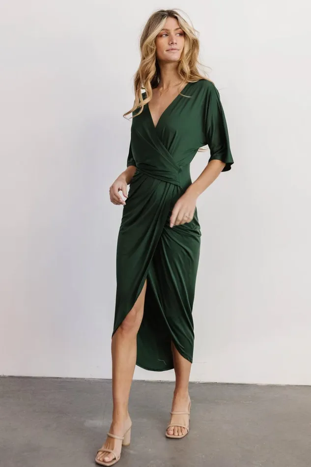 Baltic Born Midi Dresses Solana Ruched Dress Hunter Green 8211 Women