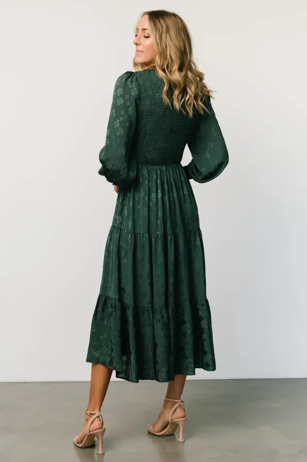Baltic Born Midi Dresses Stockholm Smocked Dress Dark Green 8211 Women Baltic Born Midi Dresses Stockholm Smocked Dress Dark Green 8211 Women