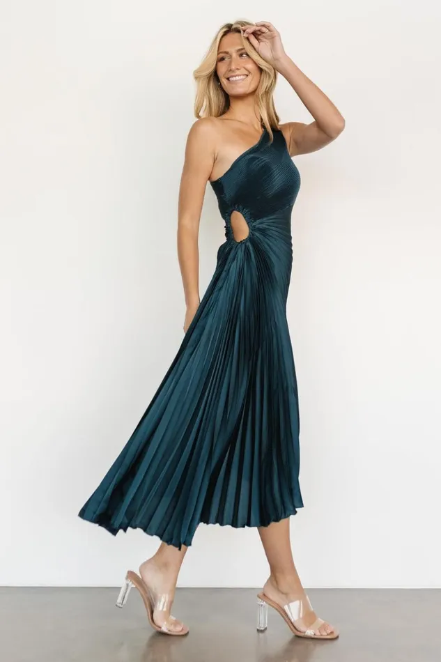 Baltic Born Midi Dresses Tasia One Shoulder Pleated Dress Deep Jade 8211 Women Baltic Born Midi Dresses Tasia One Shoulder Pleated Dress Deep Jade 8211 Women