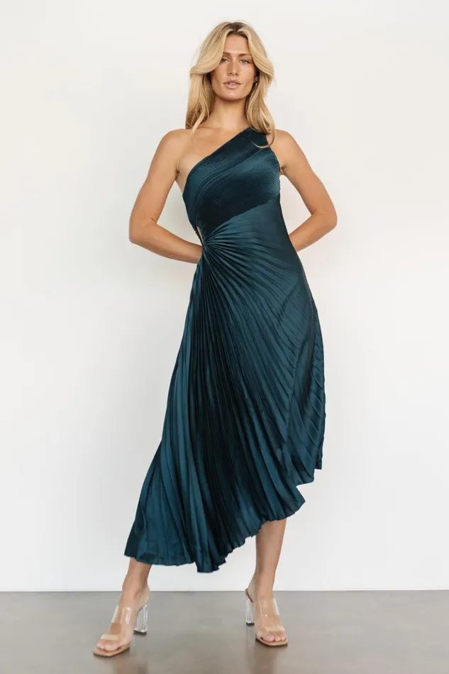 Baltic Born Midi Dresses Tasia One Shoulder Pleated Dress Deep Jade 8211 Women Baltic Born Midi Dresses Tasia One Shoulder Pleated Dress Deep Jade 8211 Women