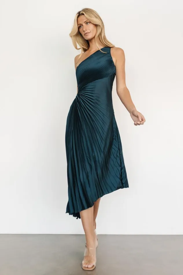 Baltic Born Midi Dresses Tasia One Shoulder Pleated Dress Deep Jade 8211 Women Baltic Born Midi Dresses Tasia One Shoulder Pleated Dress Deep Jade 8211 Women