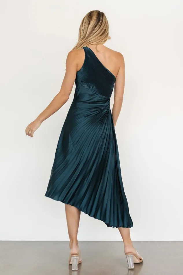 Baltic Born Midi Dresses Tasia One Shoulder Pleated Dress Deep Jade 8211 Women Baltic Born Midi Dresses Tasia One Shoulder Pleated Dress Deep Jade 8211 Women
