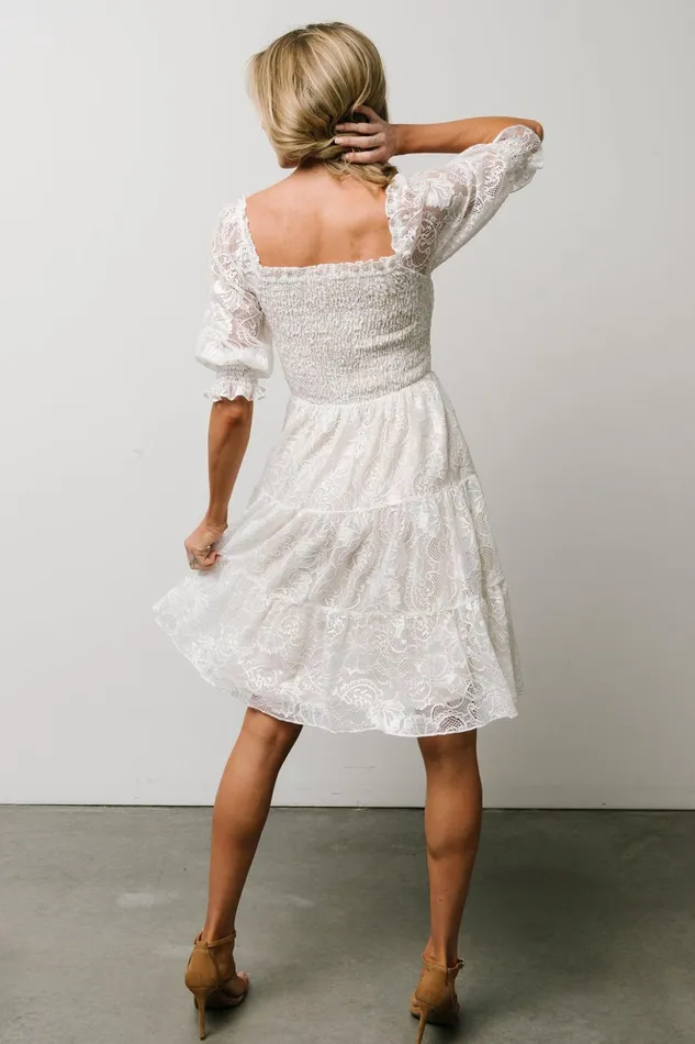 Baltic Born Midi Dresses Tate Smocked Lace Short Dress Off White 8211 Women Baltic Born Midi Dresses Tate Smocked Lace Short Dress Off White 8211 Women