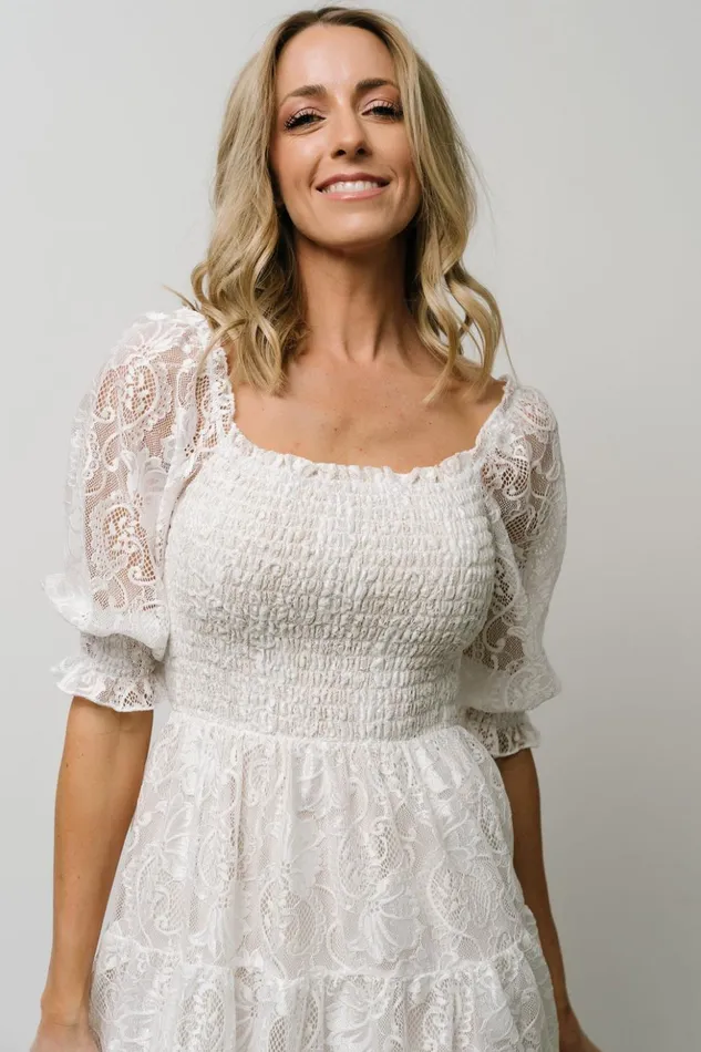Baltic Born Midi Dresses Tate Smocked Lace Short Dress Off White 8211 Women Baltic Born Midi Dresses Tate Smocked Lace Short Dress Off White 8211 Women