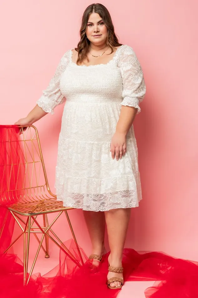 Baltic Born Midi Dresses Tate Smocked Lace Short Dress Off White 8211 Women Baltic Born Midi Dresses Tate Smocked Lace Short Dress Off White 8211 Women