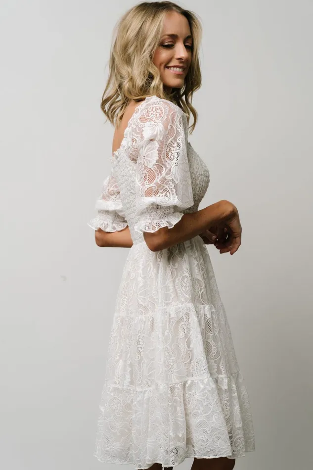 Baltic Born Midi Dresses Tate Smocked Lace Short Dress Off White 8211 Women Baltic Born Midi Dresses Tate Smocked Lace Short Dress Off White 8211 Women