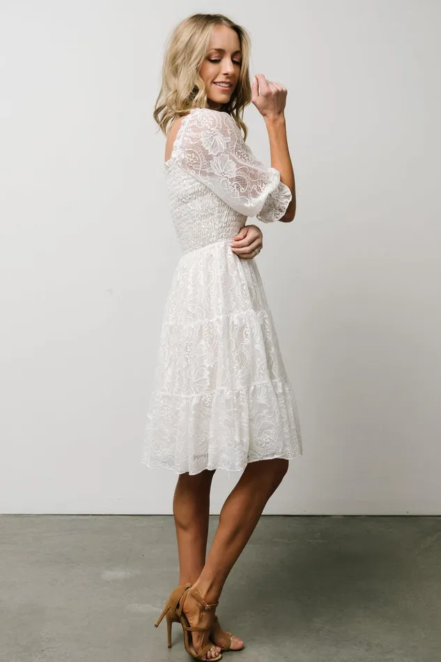 Baltic Born Midi Dresses Tate Smocked Lace Short Dress Off White 8211 Women Baltic Born Midi Dresses Tate Smocked Lace Short Dress Off White 8211 Women