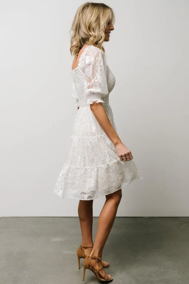 Baltic Born Midi Dresses Tate Smocked Lace Short Dress Off White 8211 Women Baltic Born Midi Dresses Tate Smocked Lace Short Dress Off White 8211 Women