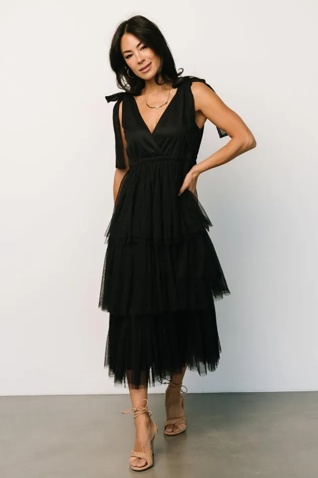 Baltic Born Midi Dresses Tessa Tiered Tulle Tank Dress Black 8211 Women
