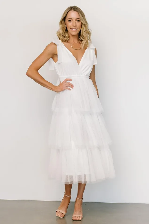 Baltic Born Midi Dresses Tessa Tiered Tulle Tank Dress White 8211 Women
