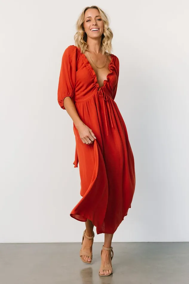 Baltic Born Midi Dresses Vicki Midi Dress Rust 8211 Women Baltic Born Midi Dresses Vicki Midi Dress Rust 8211 Women