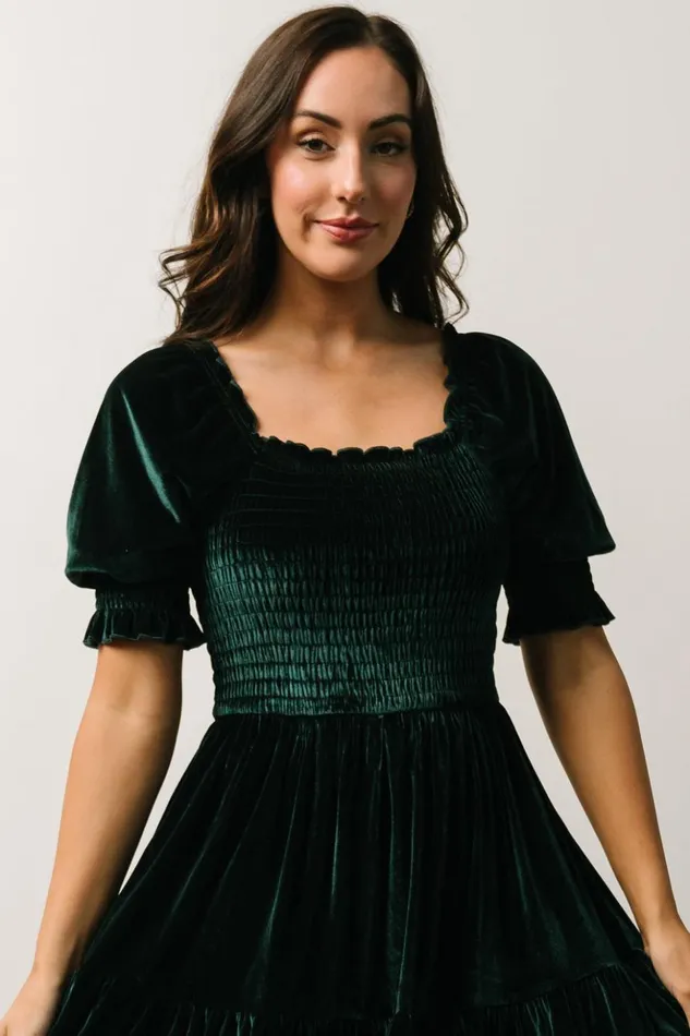Baltic Born Midi Dresses Vivaldi Smocked Velvet Midi Dress Dark Green 8211 Women Baltic Born Midi Dresses Vivaldi Smocked Velvet Midi Dress Dark Green 8211 Women