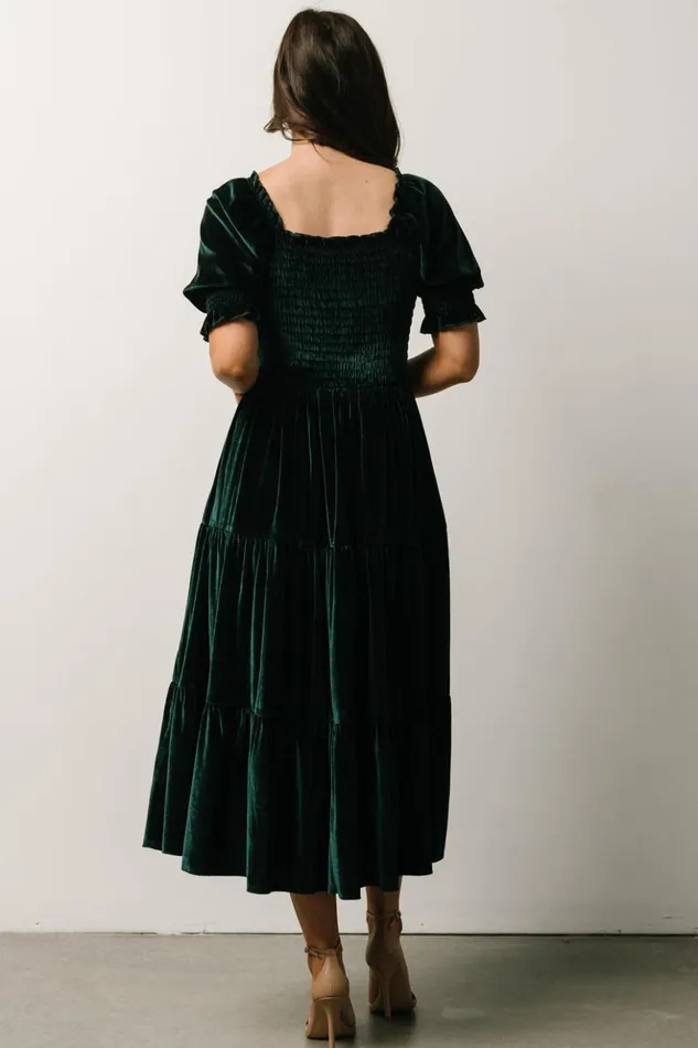 Baltic Born Midi Dresses Vivaldi Smocked Velvet Midi Dress Dark Green 8211 Women Baltic Born Midi Dresses Vivaldi Smocked Velvet Midi Dress Dark Green 8211 Women