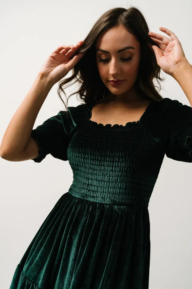 Baltic Born Midi Dresses Vivaldi Smocked Velvet Midi Dress Dark Green 8211 Women Baltic Born Midi Dresses Vivaldi Smocked Velvet Midi Dress Dark Green 8211 Women