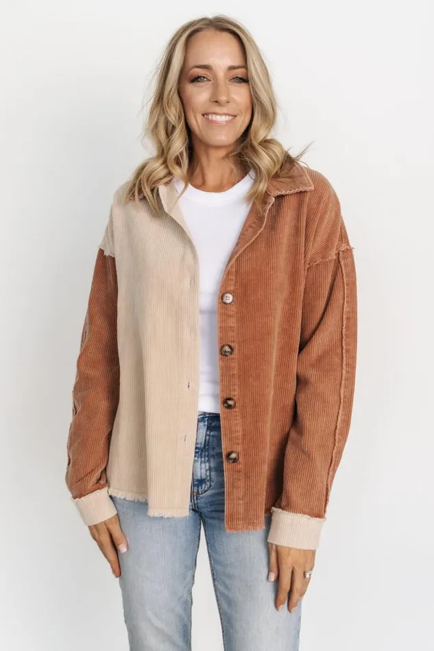Baltic Born Outerwear Andes Corduroy Shacket Rust Natural 8211 Women