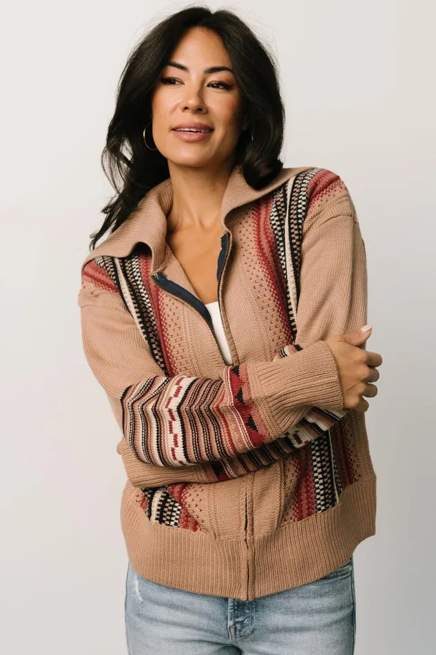 Baltic Born Outerwear Arvada Zip Up Sweater Camel Multi 8211 Women Baltic Born Outerwear Arvada Zip Up Sweater Camel Multi 8211 Women