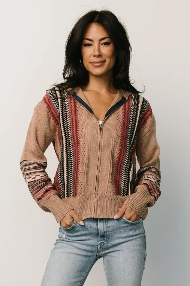 Baltic Born Outerwear Arvada Zip Up Sweater Camel Multi 8211 Women Baltic Born Outerwear Arvada Zip Up Sweater Camel Multi 8211 Women