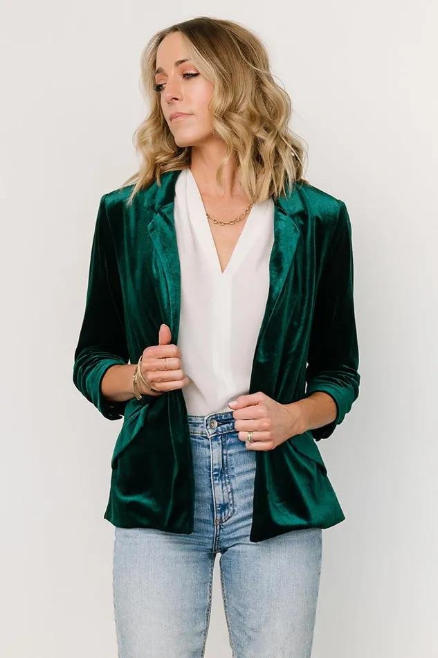 Baltic Born Outerwear Brinton Velvet Blazer Dark Green 8211 Women