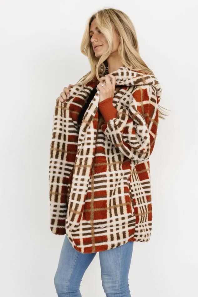Baltic Born Outerwear Brody Plaid Teddy Jacket Rust Multi 8211 Women Baltic Born Outerwear Brody Plaid Teddy Jacket Rust Multi 8211 Women