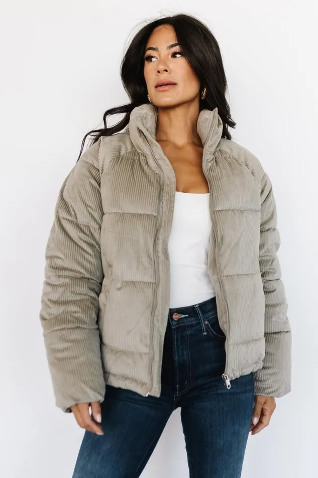 Baltic Born Outerwear Bryant Corduroy Puffer Coat Light Sage 8211 Women