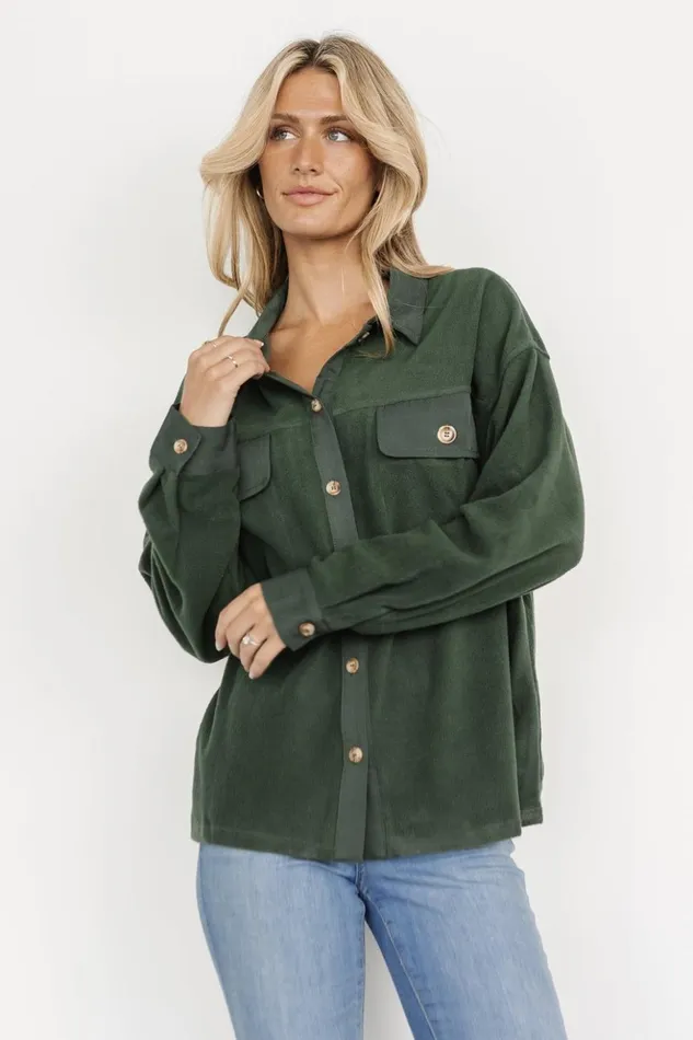 Baltic Born Outerwear Duke Button Up Top Forest Green 8211 Women