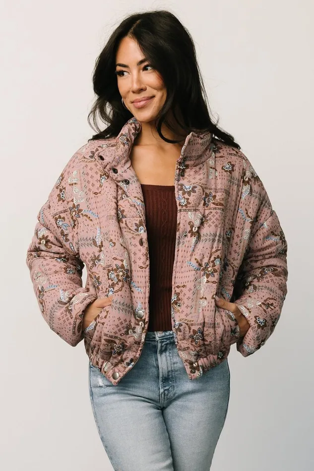 Baltic Born Outerwear Felicia Puffer Jacket Mauve Multi 8211 Women