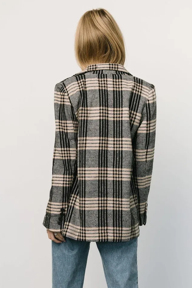 Baltic Born Outerwear Francis Plaid Blazer Black Taupe 8211 Women Baltic Born Outerwear Francis Plaid Blazer Black Taupe 8211 Women