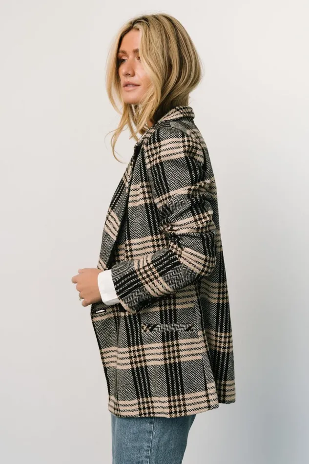 Baltic Born Outerwear Francis Plaid Blazer Black Taupe 8211 Women Baltic Born Outerwear Francis Plaid Blazer Black Taupe 8211 Women