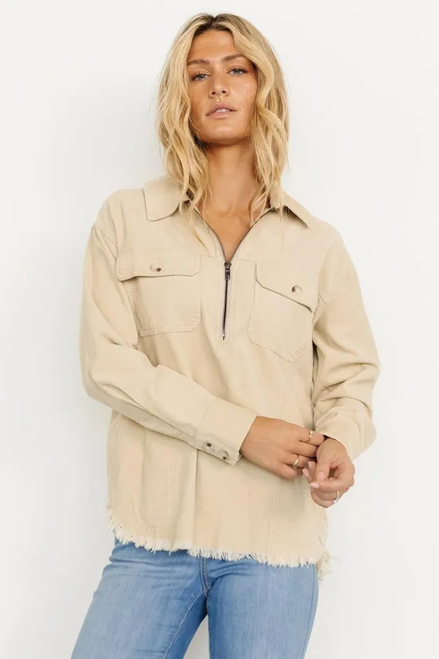 Baltic Born Outerwear Hector Half Zip Corduroy Top Natural 8211 Women