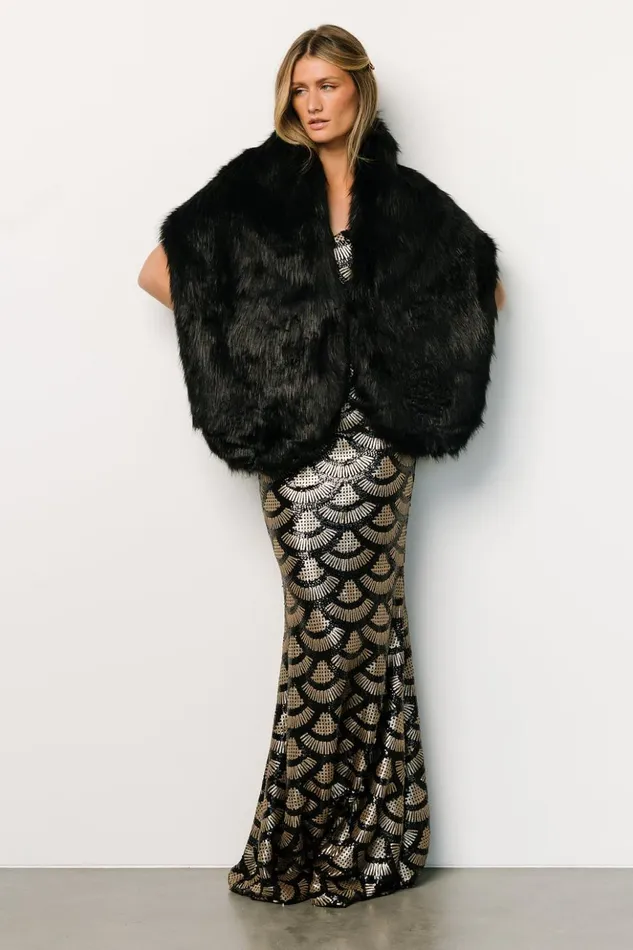 Baltic Born Outerwear Jovie Faux Fur Shawl Black 8211 Women Baltic Born Outerwear Jovie Faux Fur Shawl Black 8211 Women