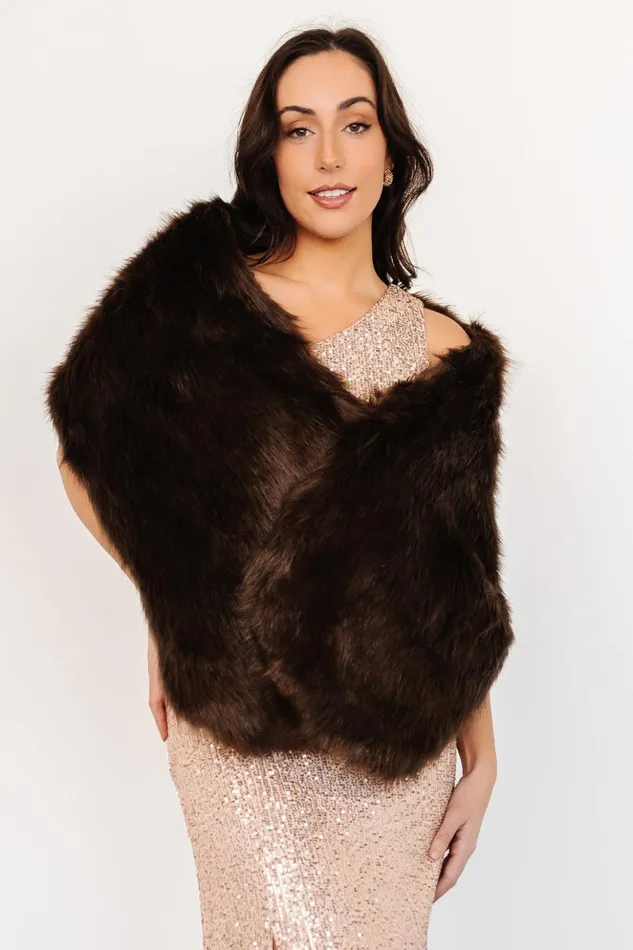 Baltic Born Outerwear Jovie Faux Fur Shawl Chocolate 8211 Women