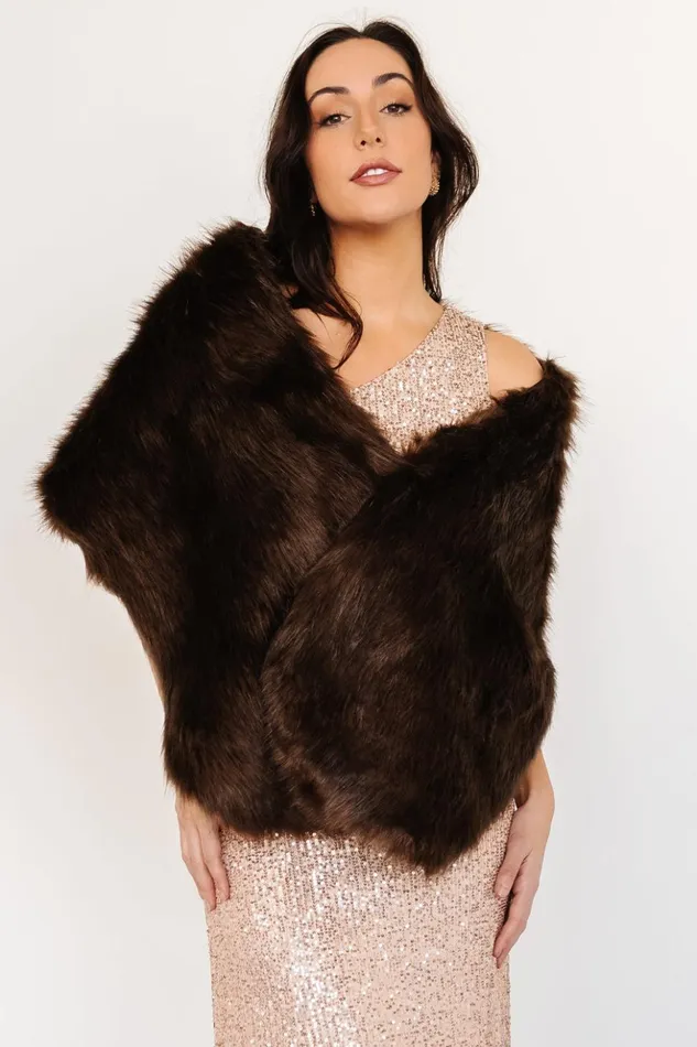 Baltic Born Outerwear Jovie Faux Fur Shawl Chocolate 8211 Women Baltic Born Outerwear Jovie Faux Fur Shawl Chocolate 8211 Women