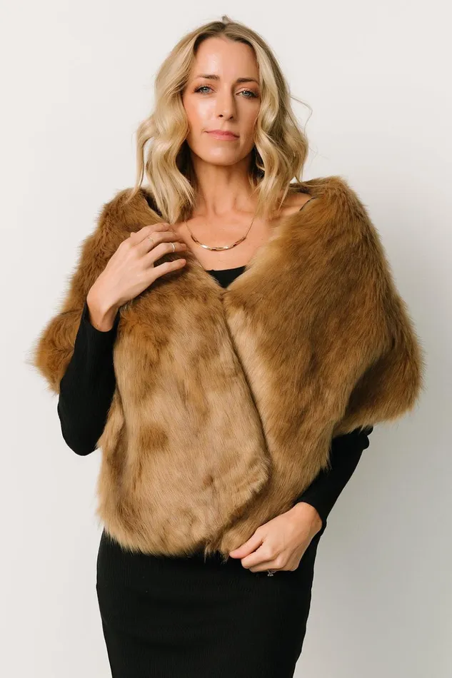 Baltic Born Outerwear Jovie Faux Fur Shawl Fawn 8211 Women