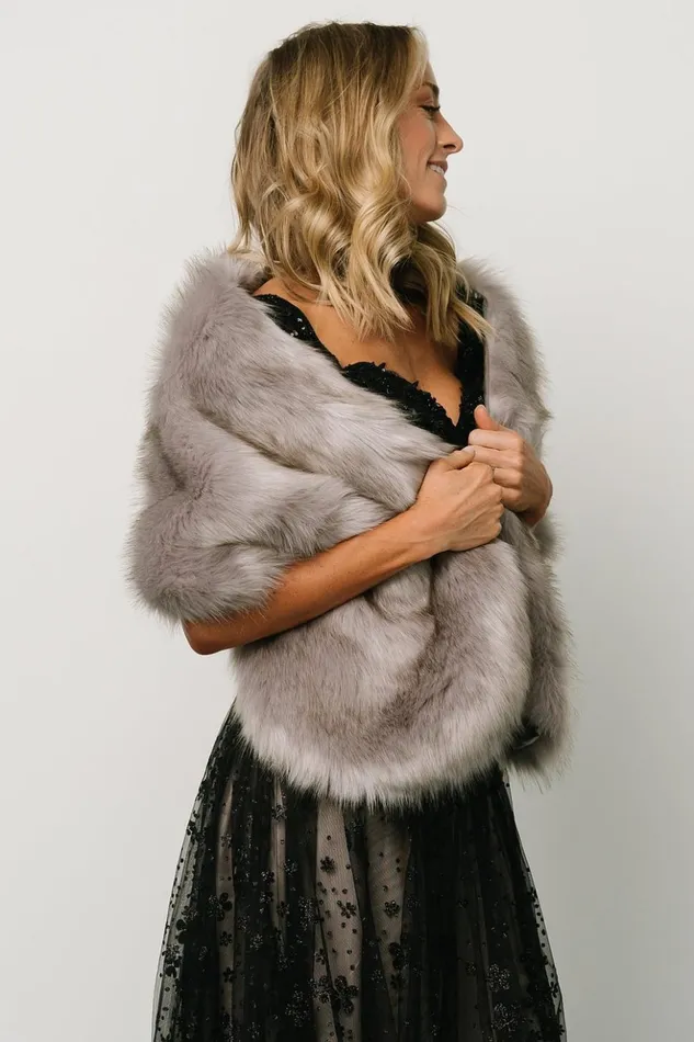 Baltic Born Outerwear Jovie Faux Fur Shawl Silver Gray 8211 Women Baltic Born Outerwear Jovie Faux Fur Shawl Silver Gray 8211 Women