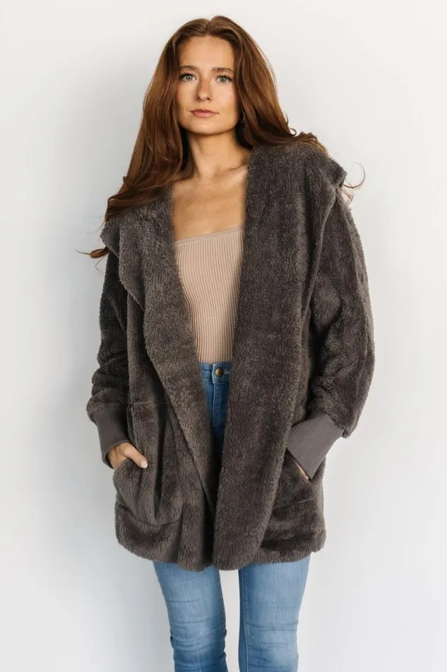 Baltic Born Outerwear Melrose Teddy Jacket Dark Gray 8211 Women