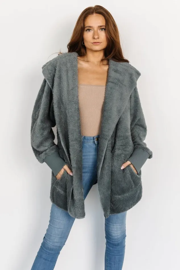 Baltic Born Outerwear Melrose Teddy Jacket Dusty Blue 8211 Women