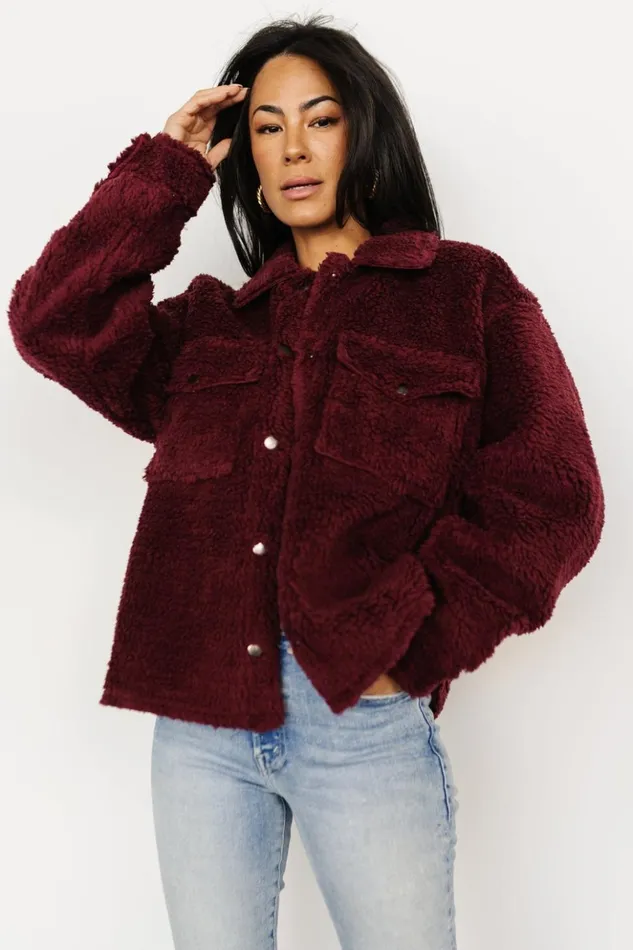 Baltic Born Outerwear Midtown Sherpa Jacket Burgundy 8211 Women