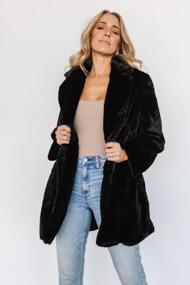Baltic Born Outerwear Narla Faux Fur Coat Black 8211 Women