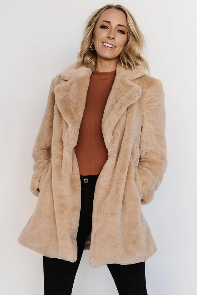 Baltic Born Outerwear Narla Faux Fur Coat Oatmeal 8211 Women