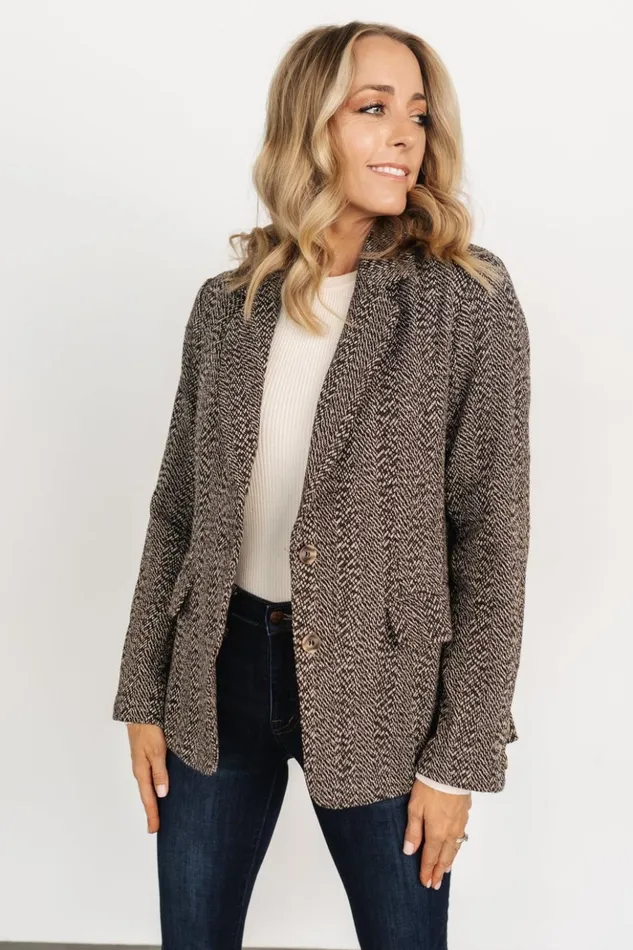 Baltic Born Outerwear Owen Blazer Mocha Print 8211 Women Baltic Born Outerwear Owen Blazer Mocha Print 8211 Women